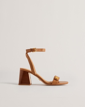 Sandale Ted Baker Block Heel With Coin Detail Marron Femme | ZSM-63920954